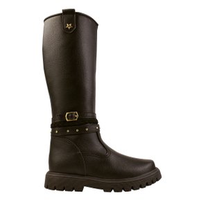 Bota Montaria Infantil Menina Salto Baixo E Cano Longo Macia Preto