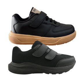 02 kit com dois pares tenis menino passeio escolar estilo conforto grugui