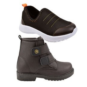 01 kit com dois pares tenis menino passeio escolar conforto grugui