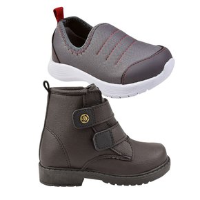 03 kit com dois pares tenis menino passeio escolar conforto grugui