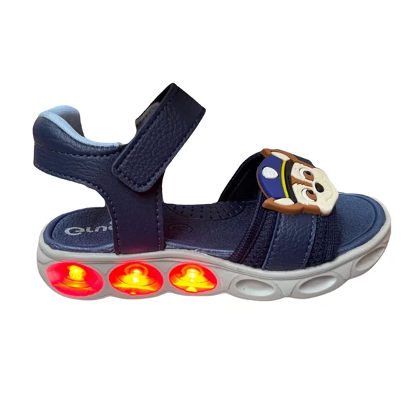 Sandália Papete Infantil Menino Luz Led Grugui Diversão Marinho