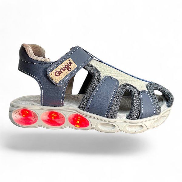 12 sandalia papete infantil menino fechada macia conforto tecido luz led