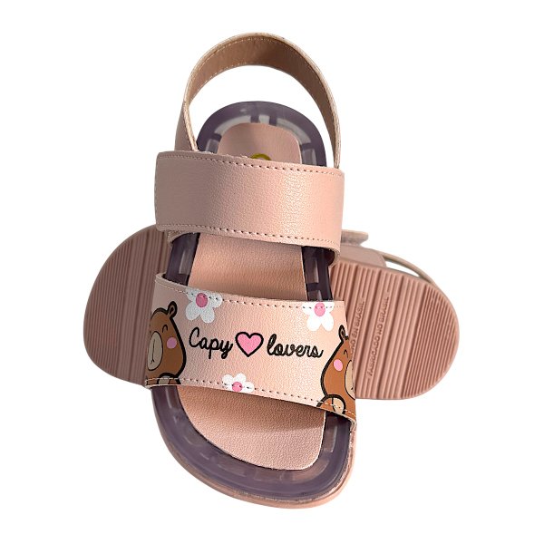 02 sandalia papete infantil menina led luz capivara fofa macia conforto