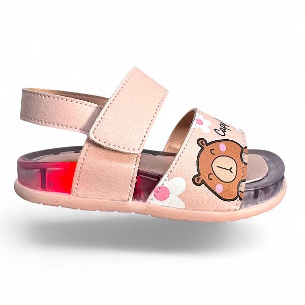 06 sandalia papete infantil menina led luz capivara fofa macia conforto