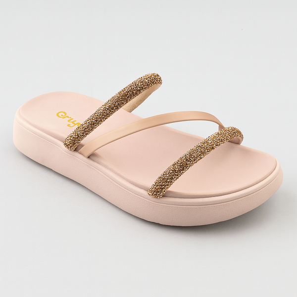 15 sandalia papete menina brilho infantil flatform grugui verao dia a dia