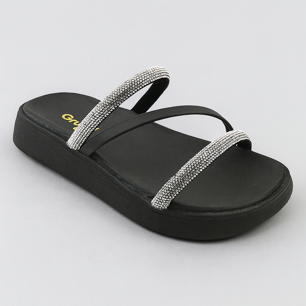 17 sandalia papete menina brilho infantil flatform grugui verao dia a dia