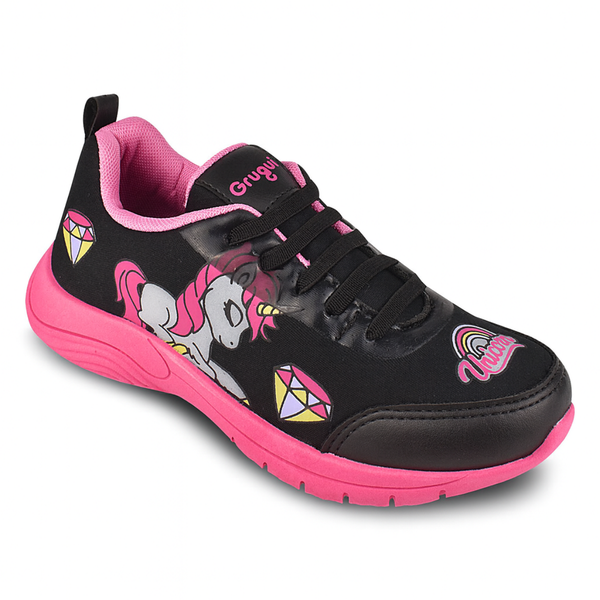03 tenis infantil menina grugui unicornio calce facil dia a dia
