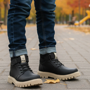 18 coturno masculino infantil cano medio conforto grugui aventura ziper